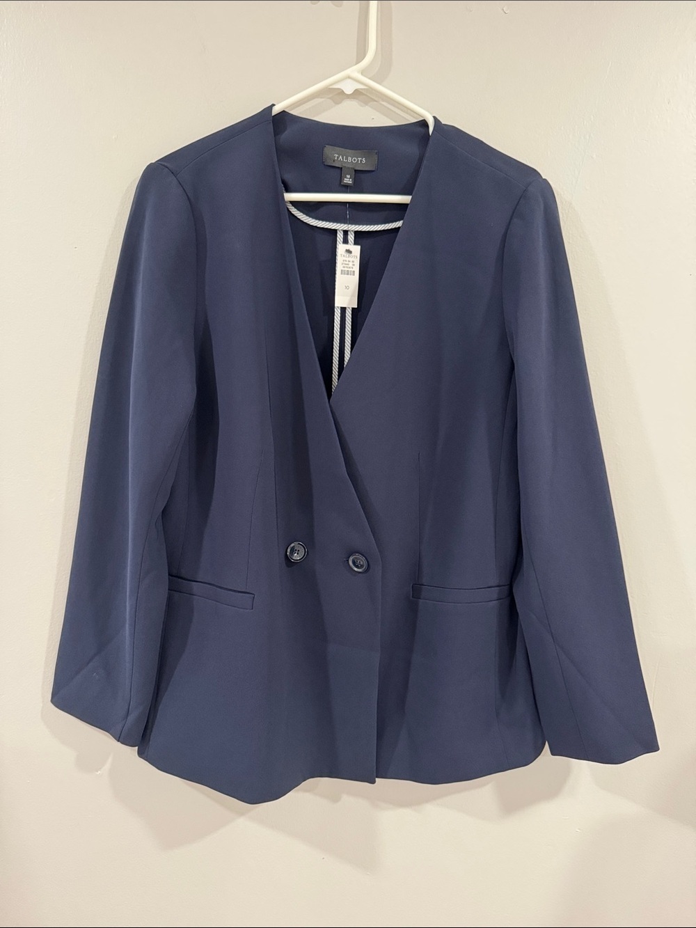 Talbots NEW Navy blue Double-Button V-Neck Blazer